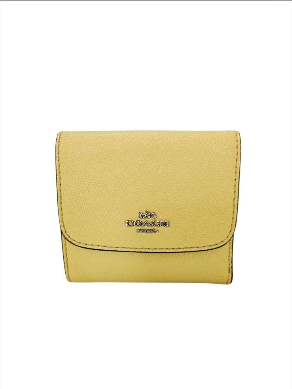 Coach Snap Wallet Retro Yellow Floral Leather Trifold F29930